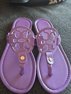 The NEW Boutique Purple Cutout Logo Thong Sandals